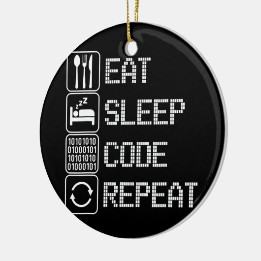 Sleep-Code wiederholen Coder-Entwickler-Computer Keramik Ornament (Links)