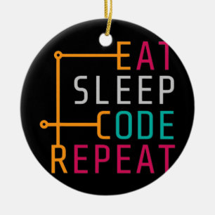 Sleep-Code wiederholen Coder-Entwickler-Computer Keramik Ornament
