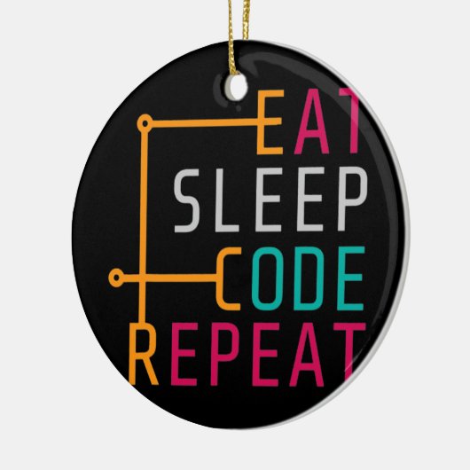 Sleep-Code wiederholen Coder-Entwickler-Computer Keramik Ornament (Links)