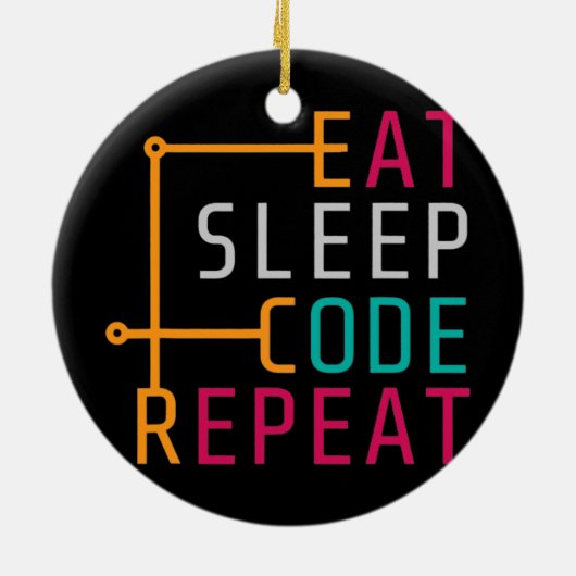 Sleep-Code wiederholen Coder-Entwickler-Computer Keramik Ornament (Hinten)