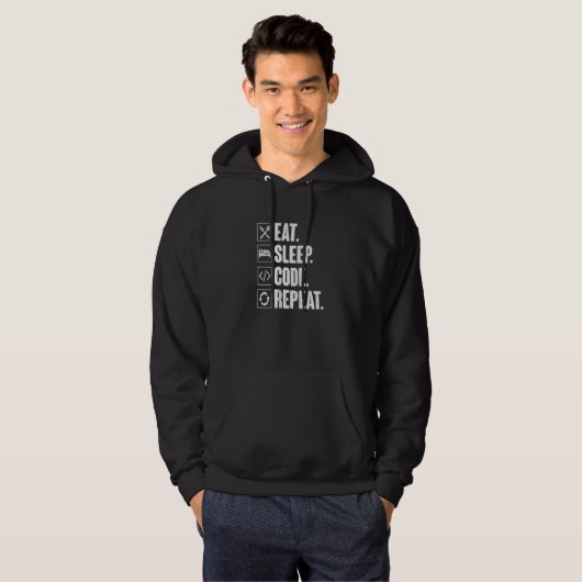 Sleep Code Wiederholen Coding Coder-Programmierer  Hoodie (Vorne ganz)
