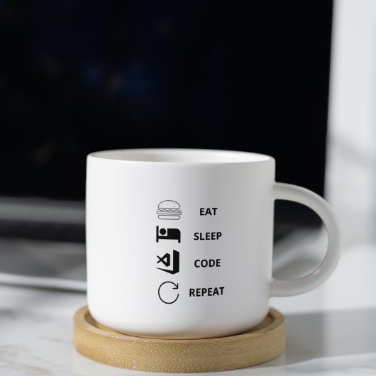 Sleep-Code wiederholen Funy-Programmierer Kaffeetasse