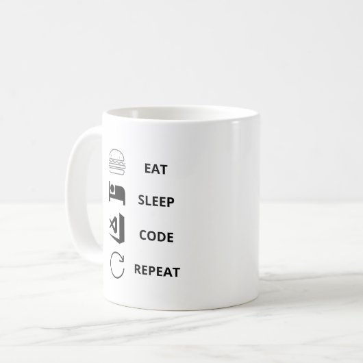 Sleep-Code wiederholen Funy-Programmierer Kaffeetasse (Vorderseite Links)