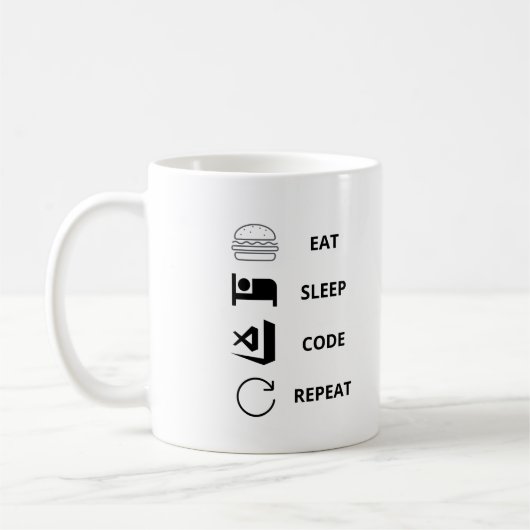 Sleep-Code wiederholen Funy-Programmierer Kaffeetasse (Links)
