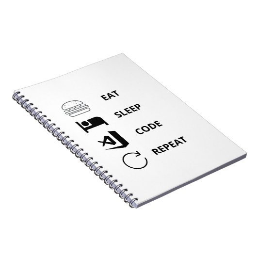 Sleep-Code wiederholen Funy-Programmierer Notizblock (Rechte Seite)