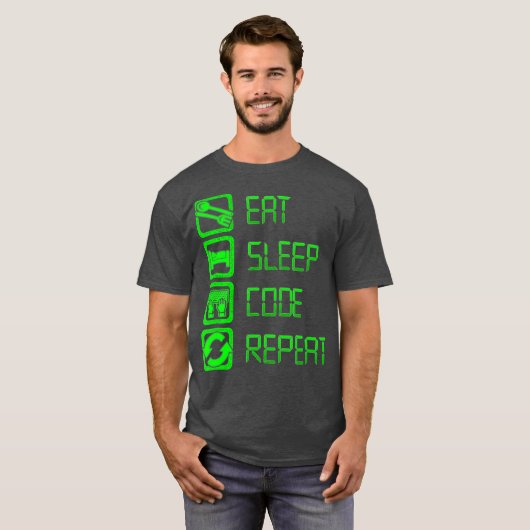 Sleep-Code wiederholen Programmieren und Codieren T-Shirt (Vorne ganz)