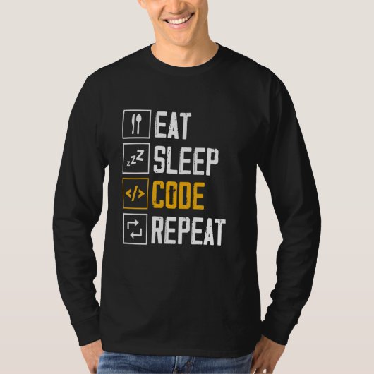 Sleep-Code wiederholen Redewendungen Programmer Co T-Shirt (Vorderseite)