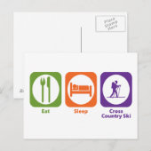 Sleep Cross Country Ski essen Postkarte (Vorne/Hinten)