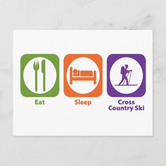 Sleep Cross Country Ski essen Postkarte (Vorderseite)