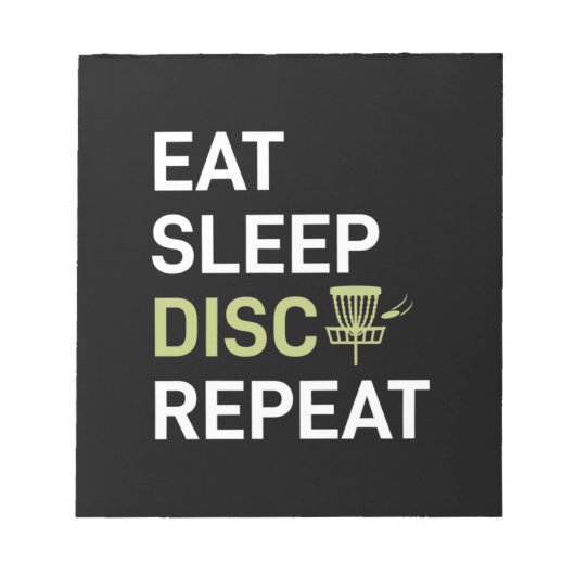 Sleep Disk Golf wiederholen Notizblock (Vorderseite)