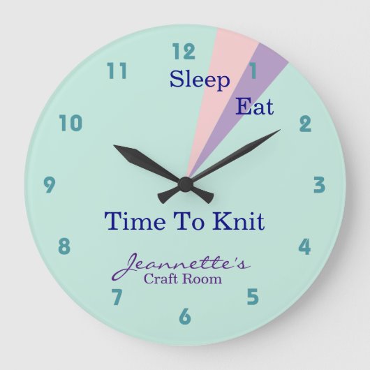 Sleep Eat Knit Knitting Craft Room Große Wanduhr (Vorderseite)