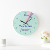 Sleep Eat Knit Knitting Craft Room Große Wanduhr (Zuhause)