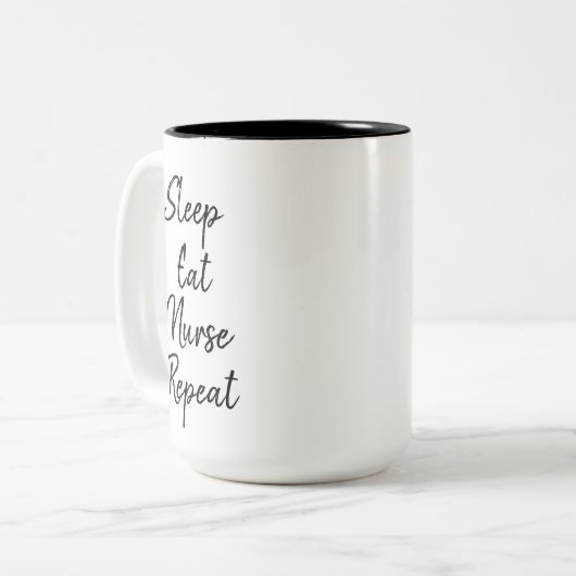 Sleep Eat Nurse Wiederholung Trendy Zweifarbige Tasse (Vorderseite Links)