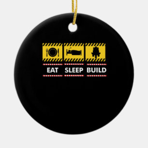 Sleep Essen Build Wiederholen Gebäude Blocksteine Keramik Ornament