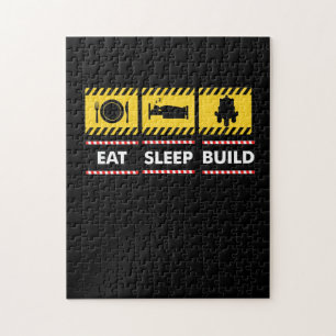 Sleep Essen Build Wiederholen Gebäude Blocksteine Puzzle