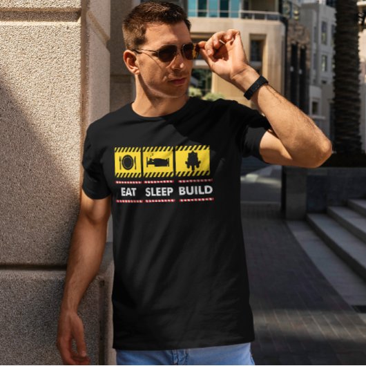 Sleep Essen Build Wiederholen Gebäude Blocksteine T-Shirt
