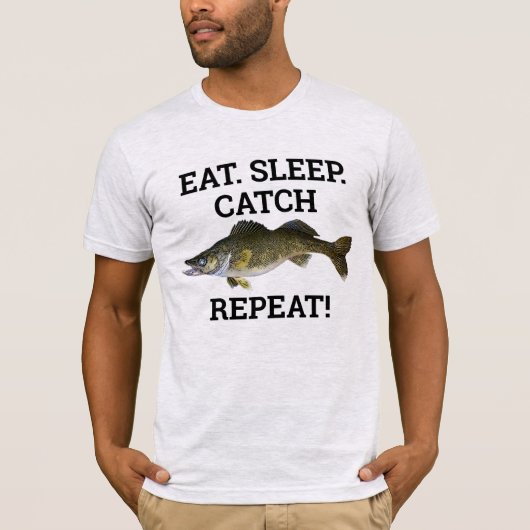 Sleep Fang Walleye Funny Fishing Angeler T-Shirt (Vorderseite)