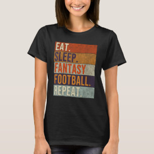 Sleep Fantasy Football Lover Wiederholung Retro T-Shirt