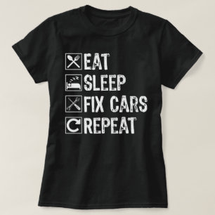 Sleep Fix Cars essen Wiederholung der Funny Mechan T-Shirt
