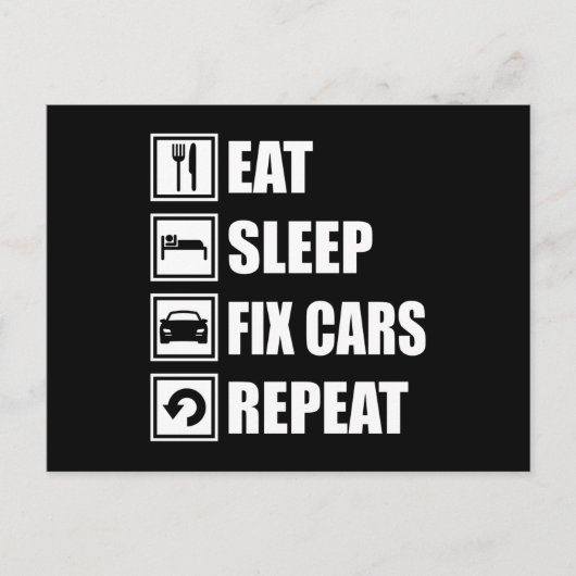 SLEEP FIX CARS WIEDERHOLEN Funny Car Muscle Car Ca Postkarte (Vorderseite)