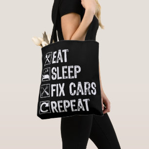 Sleep Fix Cars wiederholen Funny Mechanic Vater Tasche