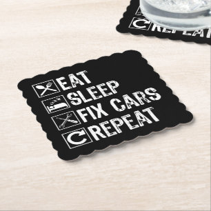 Sleep Fix Cars wiederholen Funny Mechanic Vater Untersetzer