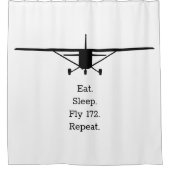 Sleep Fly 172 Wiederholter Funny Airplane Pilot Duschvorhang (Vorderseite)