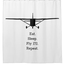 Sleep Fly 172 Wiederholter Funny Airplane Pilot Duschvorhang