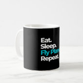 Sleep Fly Flugzeug wiederholen für Flugzeugpiloten Kaffeetasse (Vorderseite Links)
