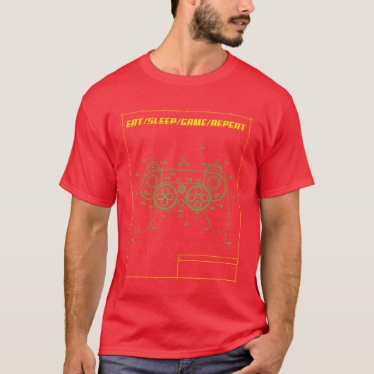 Sleep Game Eat Repeat Console Video Games T-Shirt (Vorderseite)