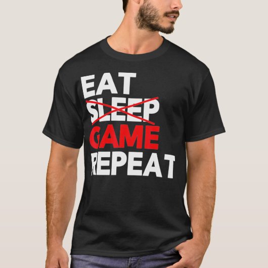 Sleep Game Eat Repeat Funny Video Game T-Shirt (Vorderseite)