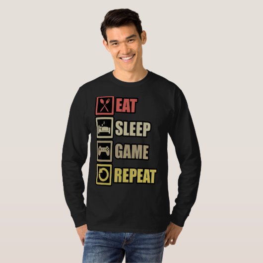 Sleep Game Repeat Gaming Controller PC Computing T-Shirt (Vorne ganz)