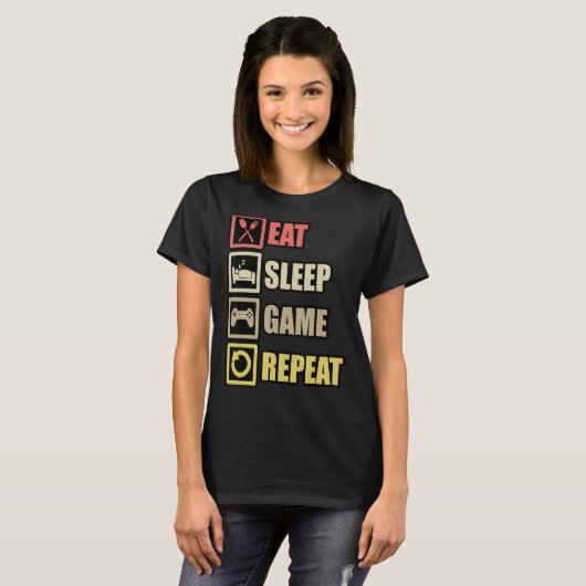 Sleep Game Repeat Gaming Controller PC Computing T-Shirt (Vorne ganz)
