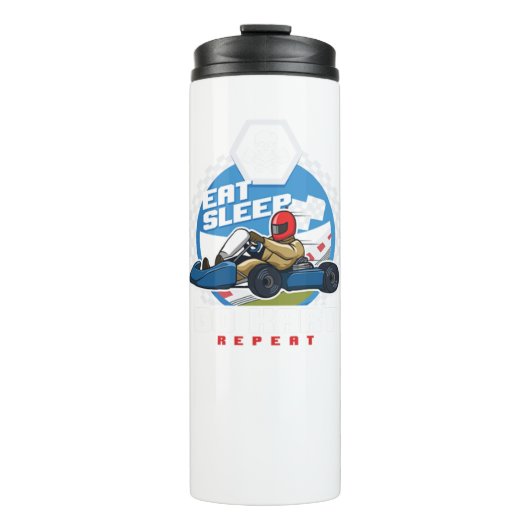 Sleep Go Kart Wiederholung Karting Motorsport Flat Thermosbecher (Vorderseite)