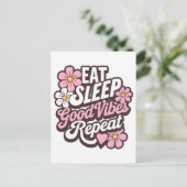 Sleep Good Vibes wiederholen Postkarte (Stehend Vorderseite)