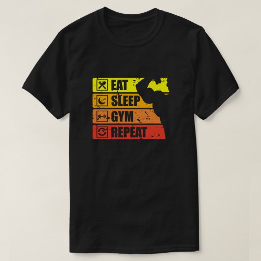 Sleep Gym Eat Repeat Cool Classic T - Shirt (Design vorne)