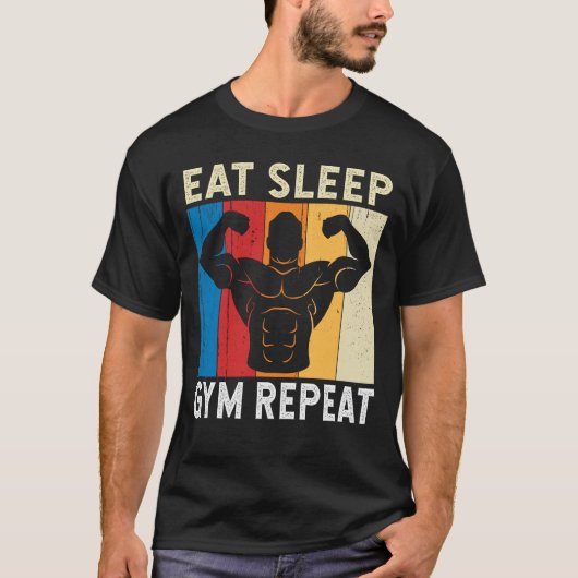Sleep Gym Eat Repeat Spaß Gym Fitness Workout T-Shirt (Vorderseite)