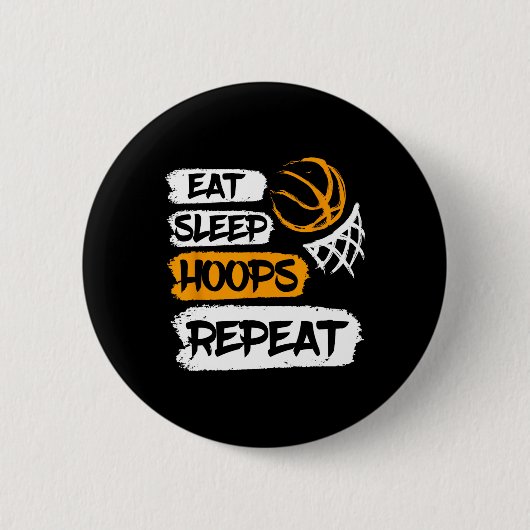 Sleep Hoops Vintages Basketball-Sprichwort wiederh Button (Vorderseite)