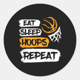 Sleep Hoops Vintages Basketball-Sprichwort wiederh Runder Aufkleber
