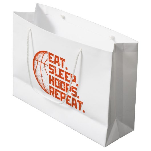 Sleep Hoops wiederholen Basketball Funny Quotes es Große Geschenktüte (Vorderseite Schrägansicht)