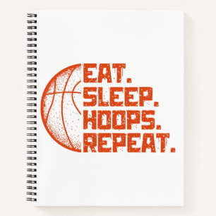 Sleep Hoops wiederholen Basketball Funny Quotes es Notizblock