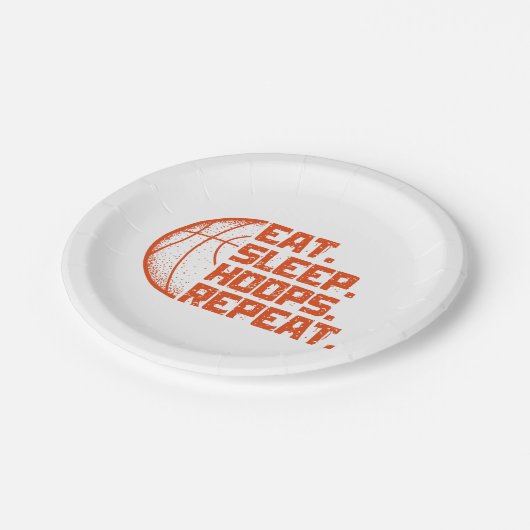 Sleep Hoops wiederholen Basketball Funny Quotes es Pappteller (Schrägansicht)