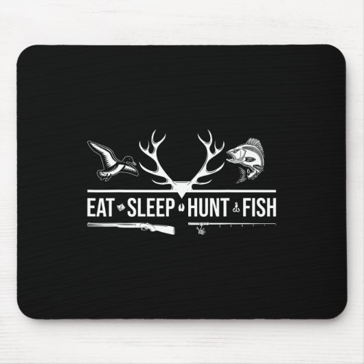 Sleep Hunt Fish Funny Junting Grafik Mousepad (Vorne)