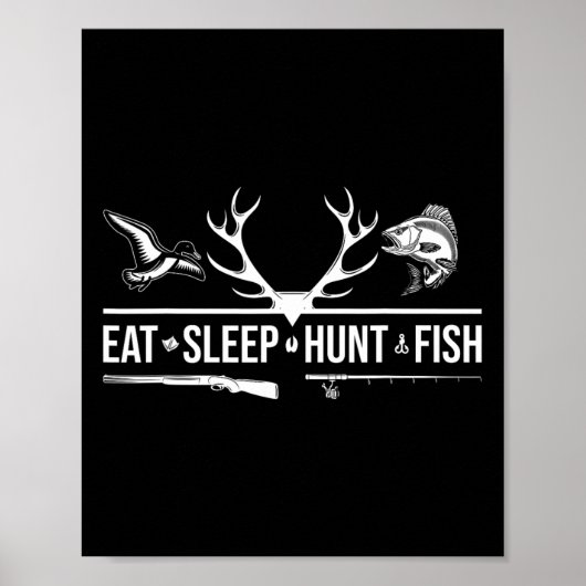 Sleep Hunt Fish Funny Junting Grafik Poster (Vorne)