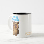 Sleep Is Overrated – Owl Funny New Parent Mug Zweifarbige Tasse (Vorderseite Links)