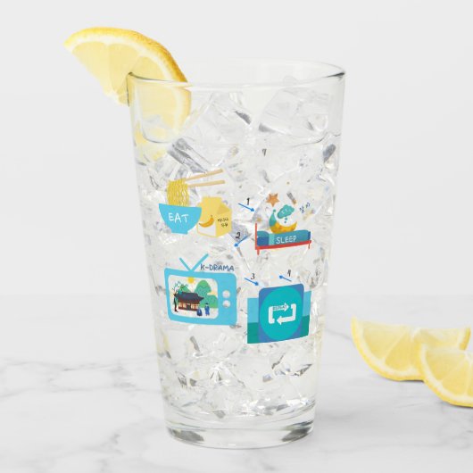 Sleep K-Drama essen und wiederholen (Personalisier Glas (Vorderseite Ice)