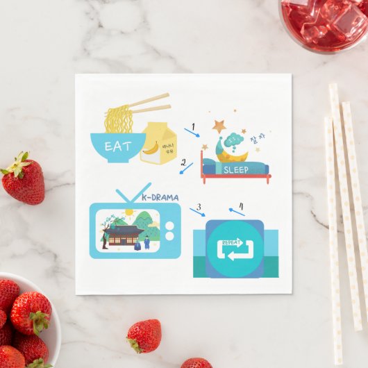 Sleep K-Drama essen & wiederholen Serviette (Beispiel)