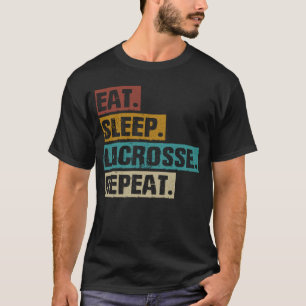 Sleep Lacrosse Wiederholung Retro Vintag LAX Lacro T-Shirt