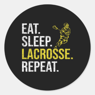 Sleep Lacrosse Wiederholung Sportteam gibt Männer  Runder Aufkleber
