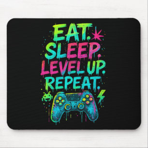 Sleep-Level-Up Ess Wiederholen Funny Gamer Video G Mousepad